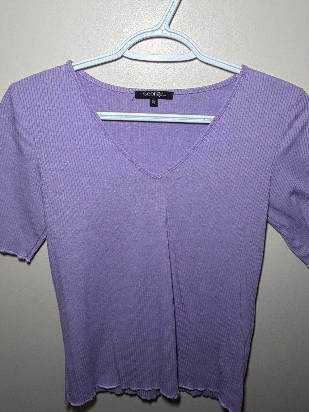 George Lavender Ribbed V-Neck Short Sleeve Tee - Picture 2 of 7